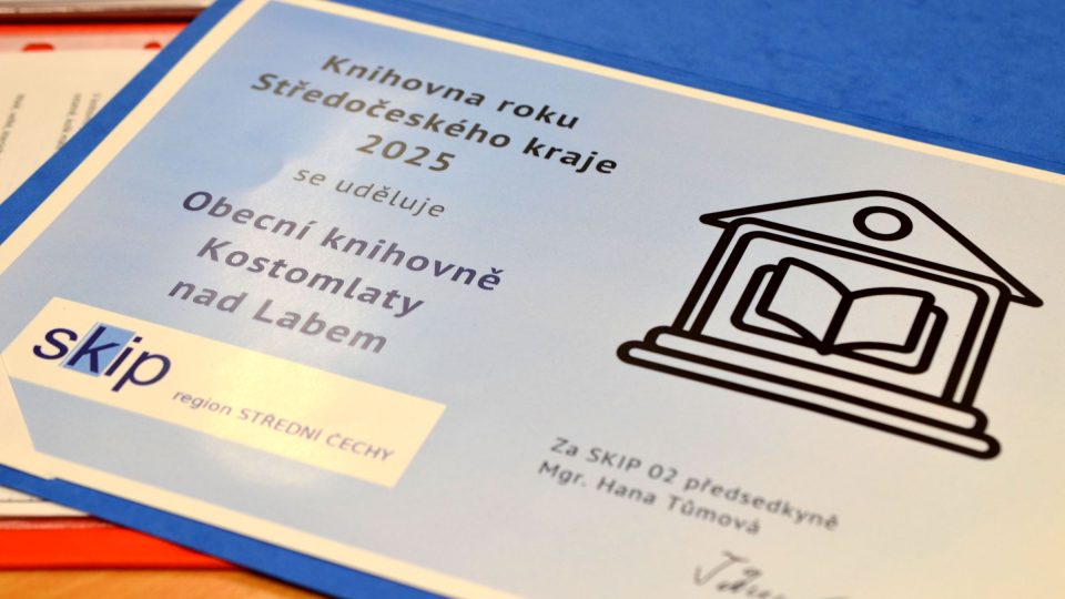 Ocenění pro Obecní knihovnu v Kostomlatech nad Labem
