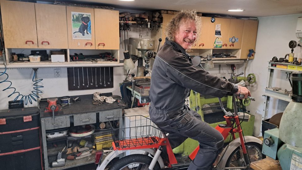 Boryš Secký a památeční Babetta trumpetisty Václava Týfy